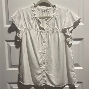 White Ruffled Women's Top